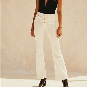Free People We The Free Palo Alto High Rise Bootcut Flare White Jeans